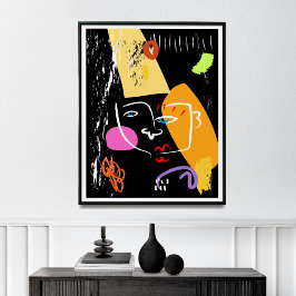 Line Wall Art, Abstracte Cubism Art Print, Poster