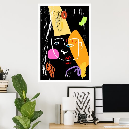 Line Wall Art, Abstracte Cubism Art Print, Poster (Thuiskantoor)