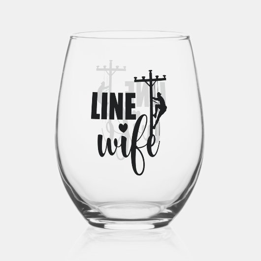 Line Wife Electric Worker Lineman Wijnglas Zonder Voet (Voorkant)
