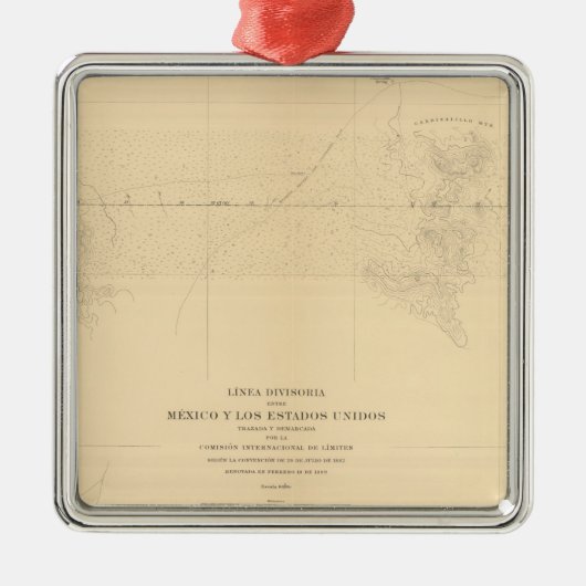 Linea Divisoria Entre Mexico 3 Metalen Ornament (Voorkant)