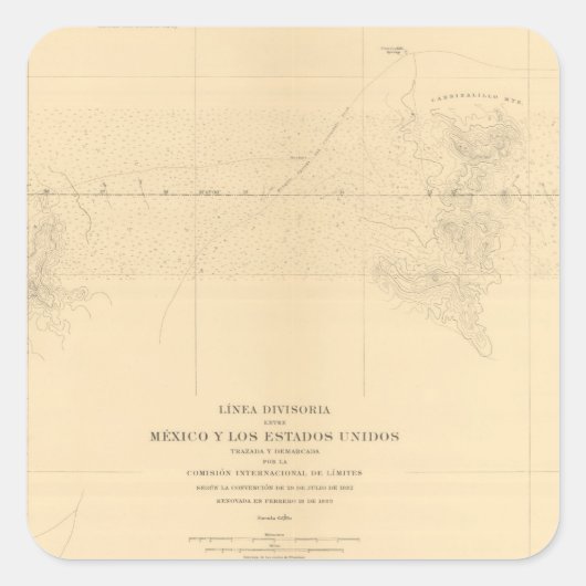 Linea Divisoria Entre Mexico 3 Vierkante Sticker (Voorkant)