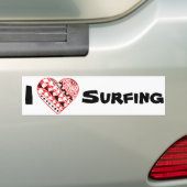 LineA I Heart Surfing (polynesiaans) Bumpersticker (Op auto)