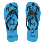 LineA "Island Girl" Black Honu Teenslippers (Voetbed)