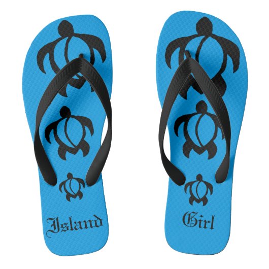 LineA "Island Girl" Black Honu Teenslippers (Voetbed)