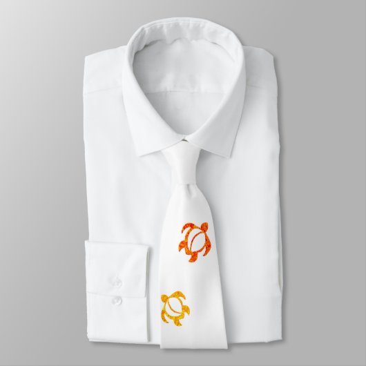 LineA Oranje Hawaii Abstracte Honu Stropdas (Gebonden)