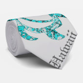 LineA Turquoise Hawaii Abstracte Honu Stropdas (Opgerold)