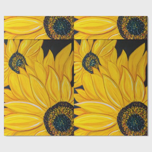 LineA-zonnebloemen Cadeaupapier (Vlak)