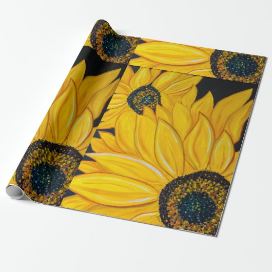 LineA-zonnebloemen Cadeaupapier (Uitgerold)