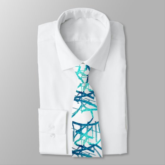 Lineair Abstract Aqua Blue Thema Stropdas (Gebonden)