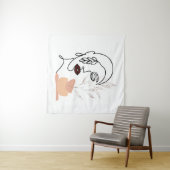 Lineair vrouw schoonheid, eenvoudig gezicht botani wandkleed (In Situ (horizontaal))