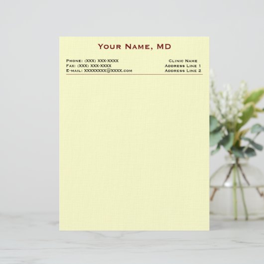 Lineair (witte linnen) briefhoofd sjabloon (Staand voorkant)