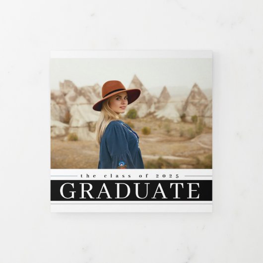 Lineaire Afstuderen Multi Foto tri-Fold aankondigi Drieluik Aankondiging (Cover)