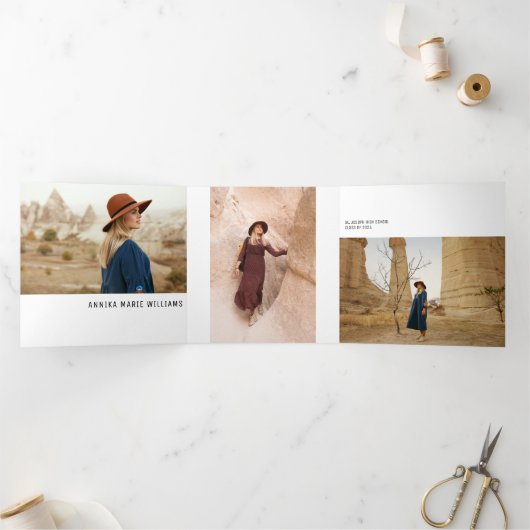 Lineaire Afstuderen Multi Foto tri-Fold aankondigi Drieluik Aankondiging (Binnen)