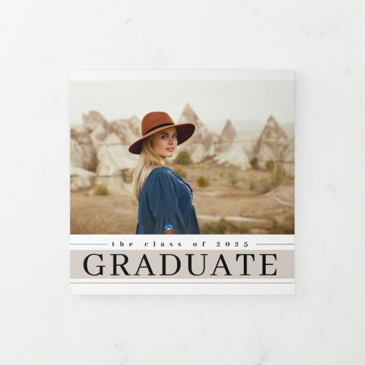 Lineaire Afstuderen Multi Foto tri-Fold aankondigi Drieluik Aankondiging (Cover)