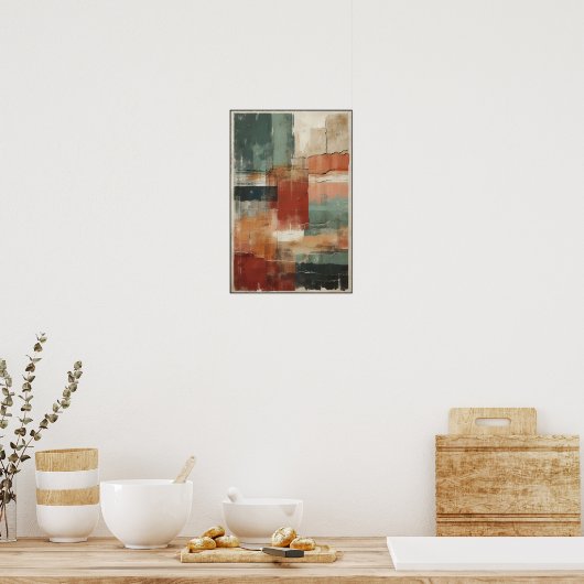 Lineaire balans en vorm Abstract Poster (Keuken)