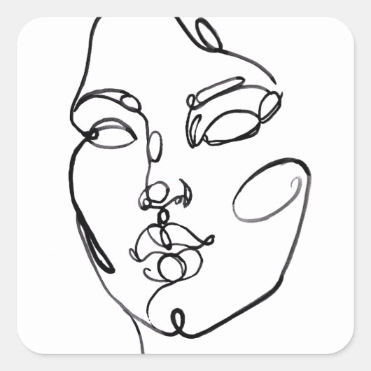 Lineaire denkers - Gezicht Vierkante Sticker (Voorkant)