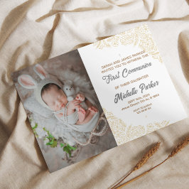 Lineaire elegante eerste communie uitnodiging