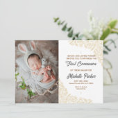 Lineaire elegante eerste communie uitnodiging (Staand voorkant)