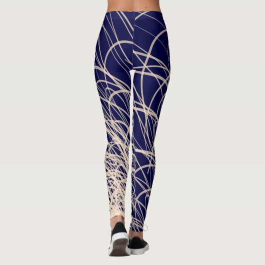 Lineaire golven2 blauw - Leggings (Achterkant)