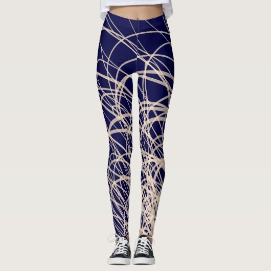 Lineaire golven2 blauw - Leggings (Voorkant)