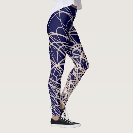 Lineaire golven2 blauw - Leggings (Rechts)