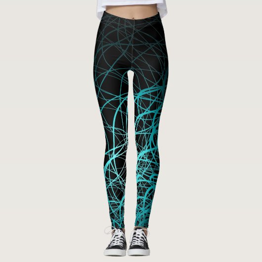 Lineaire golven blauw - Leggings (Voorkant)