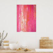 Lineaire kleur Roze en Oranje Abstracte kunst Poster (Keuken)