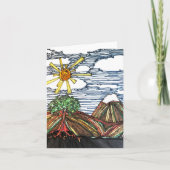 Lineaire kunst w/bergen, boom, zonneschijn, met de kaart (Voorkant)