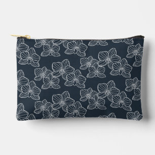 Lineaire Orchidee Bloemendesign Donkerblauw Etui