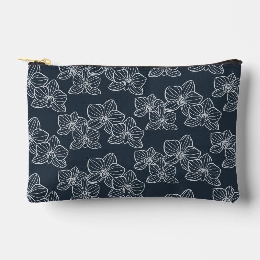 Lineaire Orchidee | Bloemendesign Donkerblauw Etui (Voorkant)