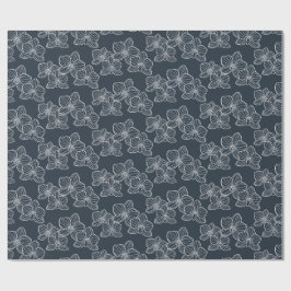 Lineaire Orchidee | Elegante Bloemige Houtskool Cadeaupapier