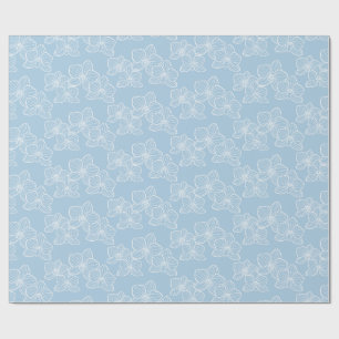 Lineaire Orchidee Elegante Bloemrijke Hemelblauw Cadeaupapier