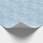 Lineaire Orchidee | Elegante Bloemrijke Hemelblauw Cadeaupapier (Hoek)