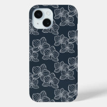 Lineaire Orchidee | Elegante Botanische Donkerblau