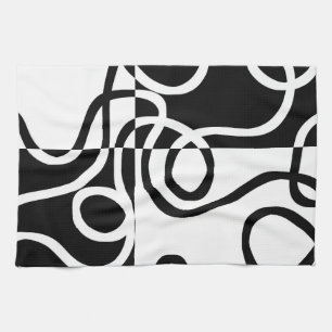 Lineaire overtuiging II: Abstract zwart en wit Theedoek