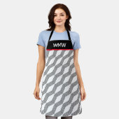 Lineaire Patroon Monogram Print over het hele Scho Schort (Gedragen)