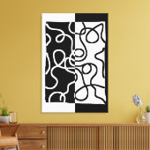 Lineaire Persuasion I: Abstract Zwart & Wit Canvas Afdruk (Insitu (Woonkamer))