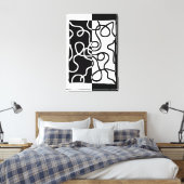 Lineaire Persuasion I: Abstract Zwart & Wit Canvas Afdruk (Insitu (Slaapkamer))