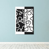 Lineaire Persuasion I: Abstract Zwart & Wit Canvas Afdruk (Insitu (Houten vloer))