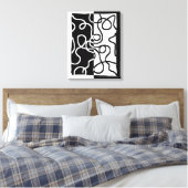 Lineaire Persuasion I: Abstract Zwart & Wit Canvas Afdruk (Insitu (Slaapkamer))