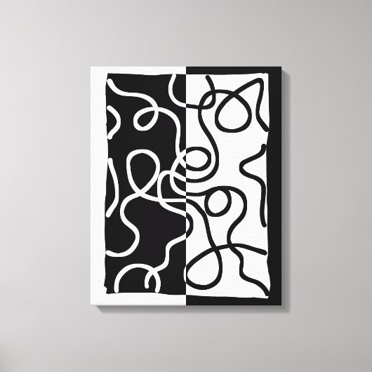 Lineaire Persuasion I: Abstract Zwart & Wit Canvas Afdruk (Voorkant)
