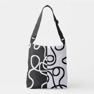 Lineaire Persuasion I: Abstract Zwart & Wit Crossbody Tas