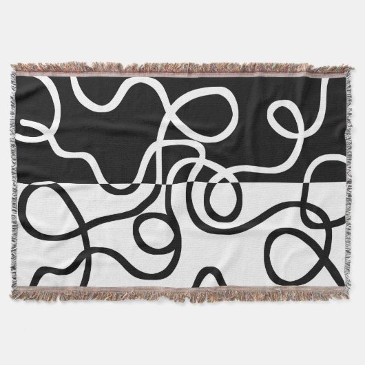 Lineaire Persuasion I: Abstract Zwart & Wit Deken (Voorkant)