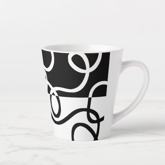 Lineaire Persuasion I: Abstract Zwart & Wit Latte Mok (Rechts)