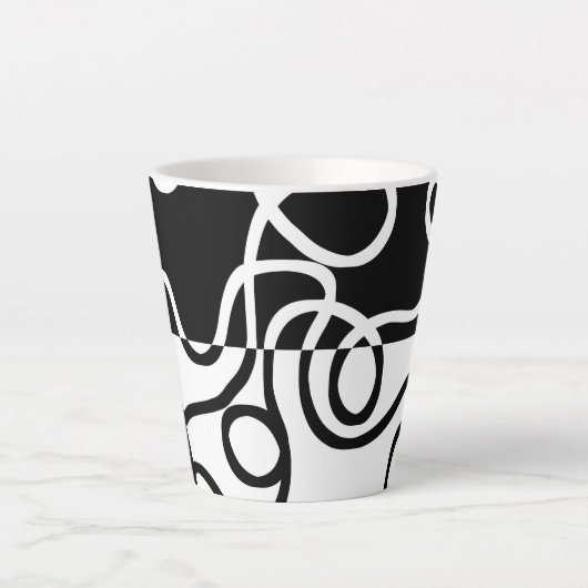 Lineaire Persuasion I: Abstract Zwart & Wit Latte Mok (Voorkant)