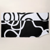 Lineaire Persuasion I: Abstract Zwart & Wit Strandlaken (Voorkant)