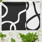 Lineaire Persuasion I: Abstract Zwart & Wit Theedoek (Gevouwen)