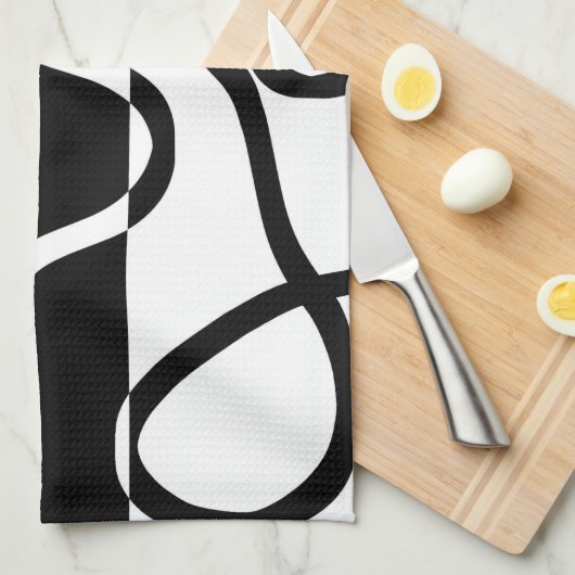 Lineaire Persuasion I: Abstract Zwart & Wit Theedoek (Quarter Fold)