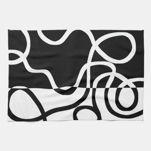 Lineaire Persuasion I: Abstract Zwart & Wit Theedoek (Horizontaal)