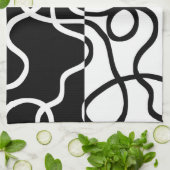 Lineaire Persuasion I: Abstract Zwart & Wit Theedoek (Gevouwen)